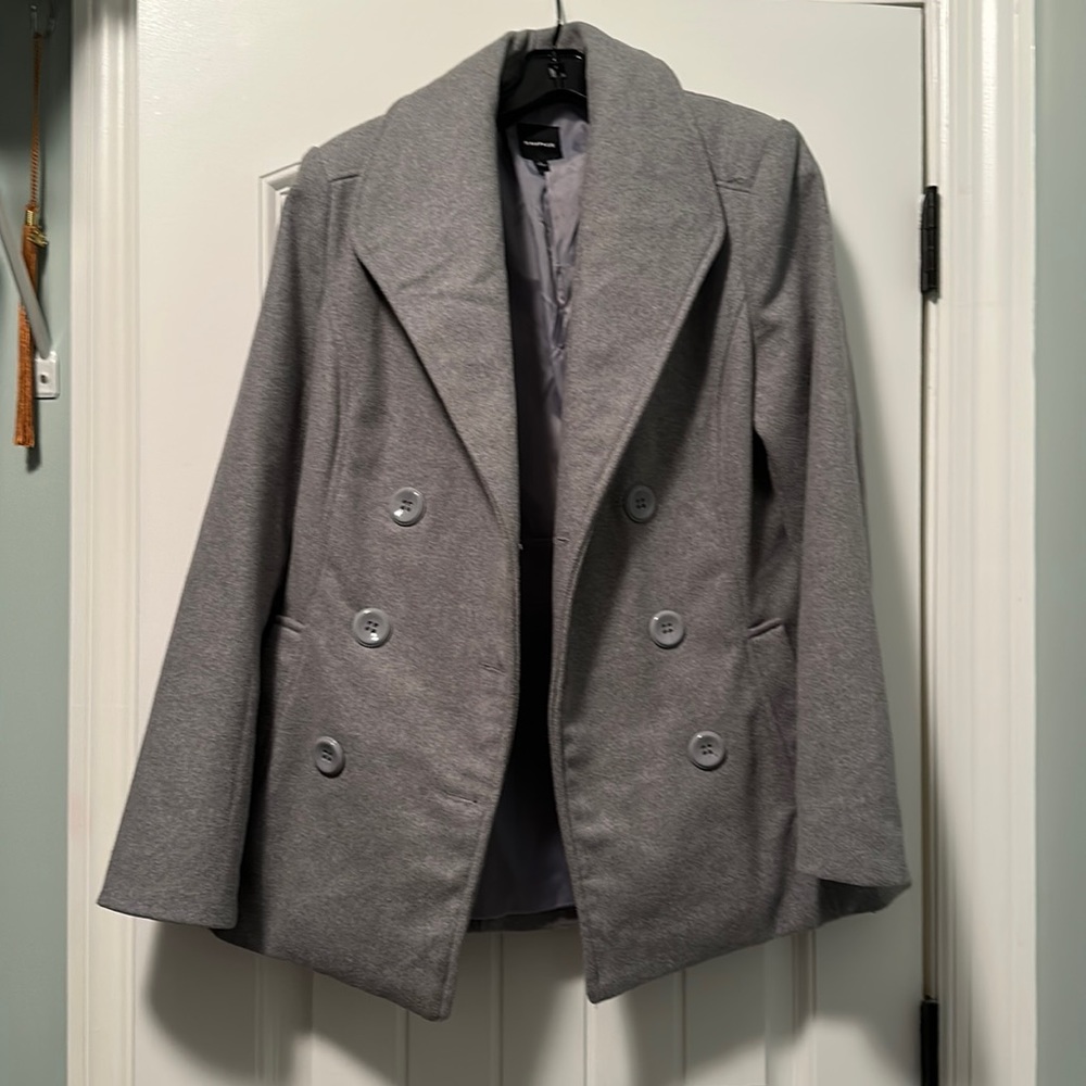 Light Grey Pea Coat, Size L
